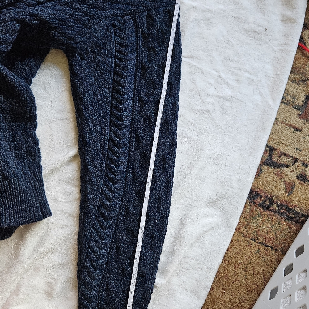 Aran Crafts Men's Atlantic blue 1/2 Zip Cable Knit Zip Sweater $189 - Picture 9 of 16